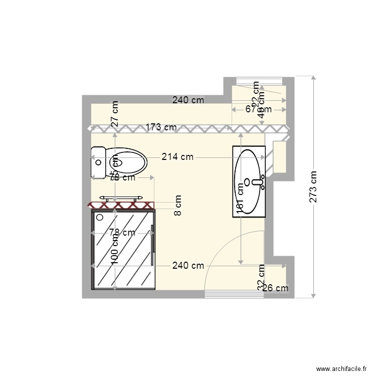 Le tartre. Plan de 3 pièces et 5 m2