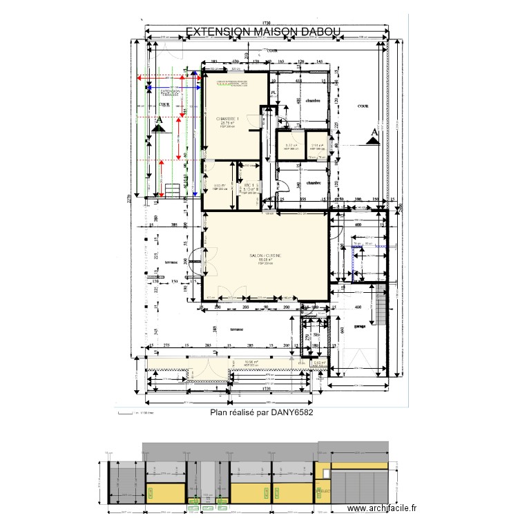 EXTENSION MAISON DABOU FACADE. Plan de 0 pièce et 0 m2