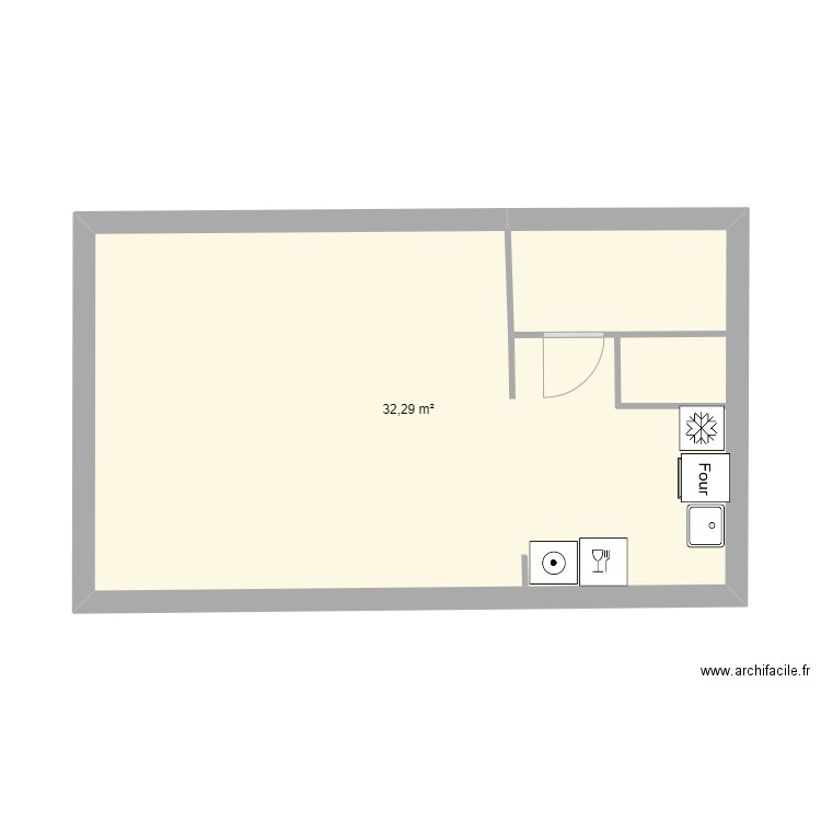 cuisine petit. Plan de 1 pièce et 32 m2