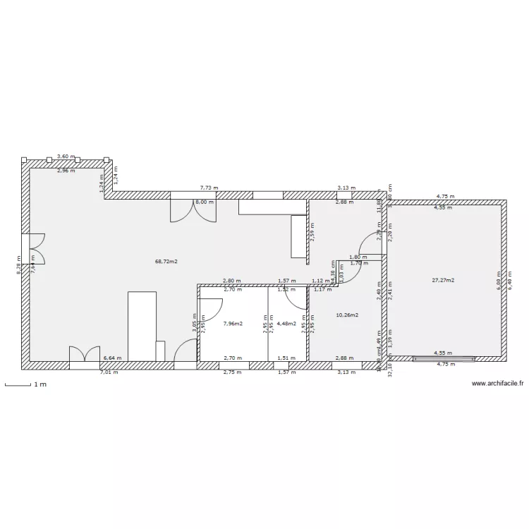 garage droit. Plan de 