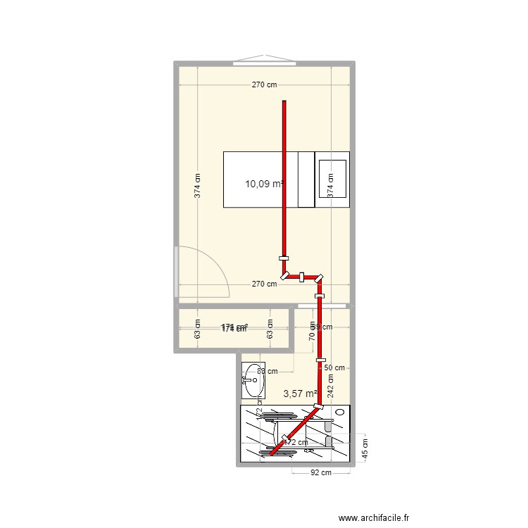 FAR 32. Plan de 3 pièces et 15 m2