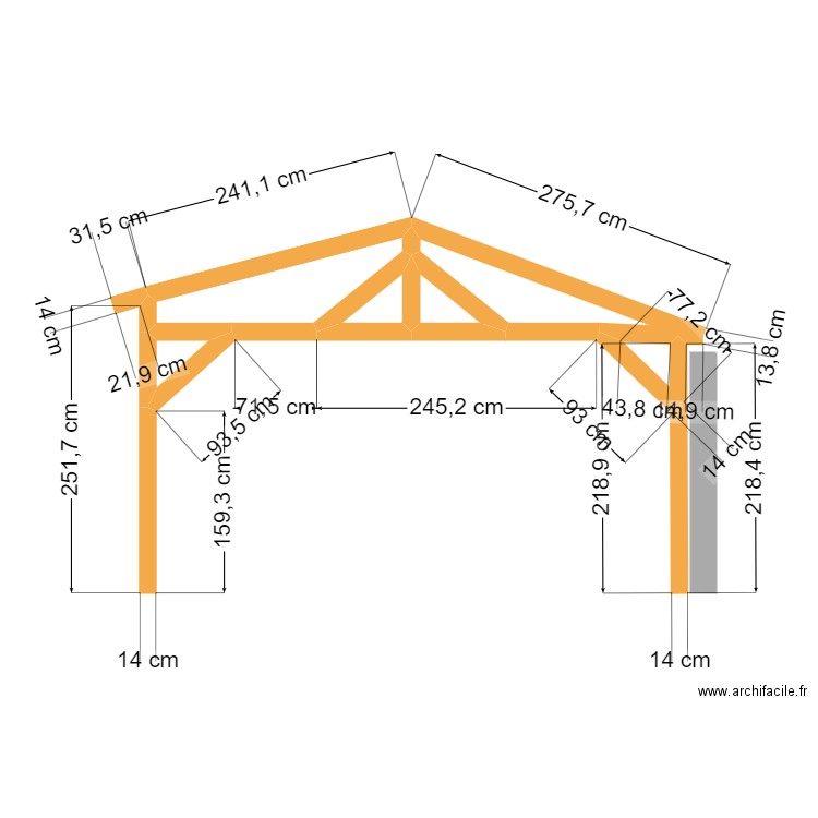 plans025. Plan de 5 pièces et 2 m2