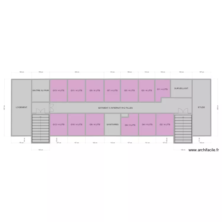 BATIMENT A INTERNAT R+2 FILLES. Plan de 