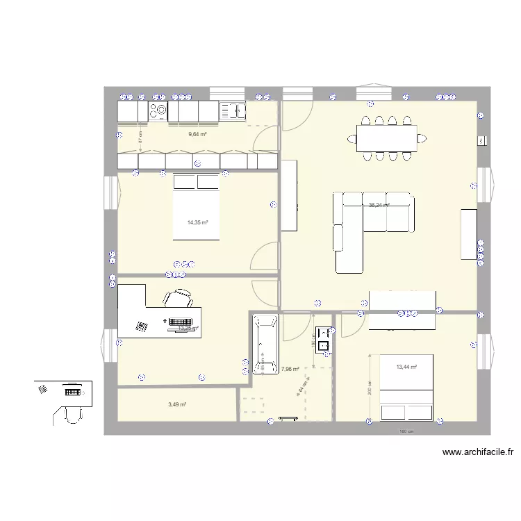 glanon rdc. Plan de 7  et 98 m²