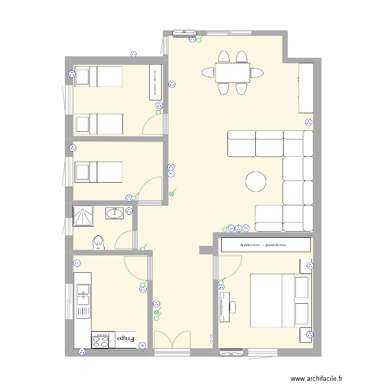 maison1. Plan de 6 pièces et 76 m2