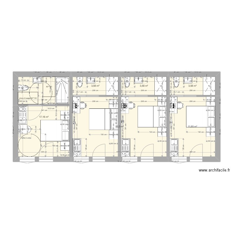 bat D perso. Plan de 6 pièces et 63 m2