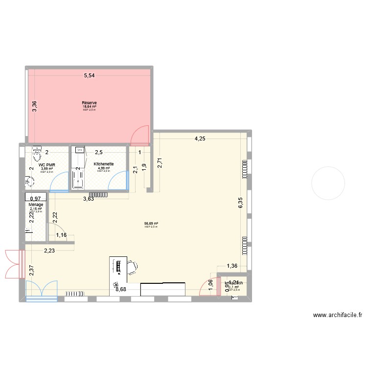 Médiathèque Plessala 4. Plan de 6 pièces et 88 m2