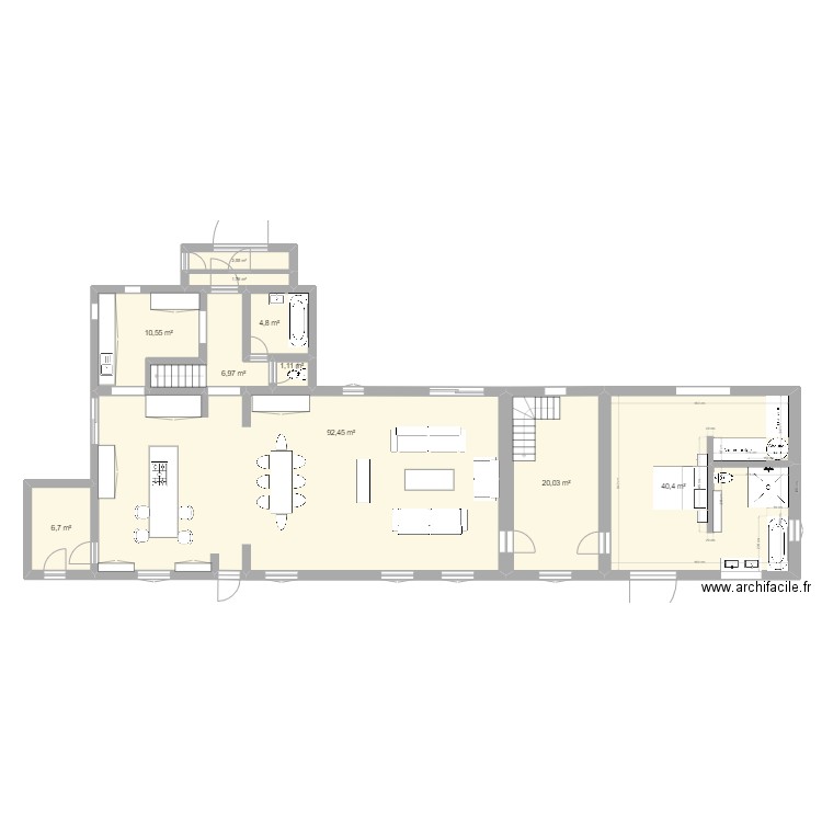 Maison RDC MAJ. Plan de 10 pièces et 187 m2