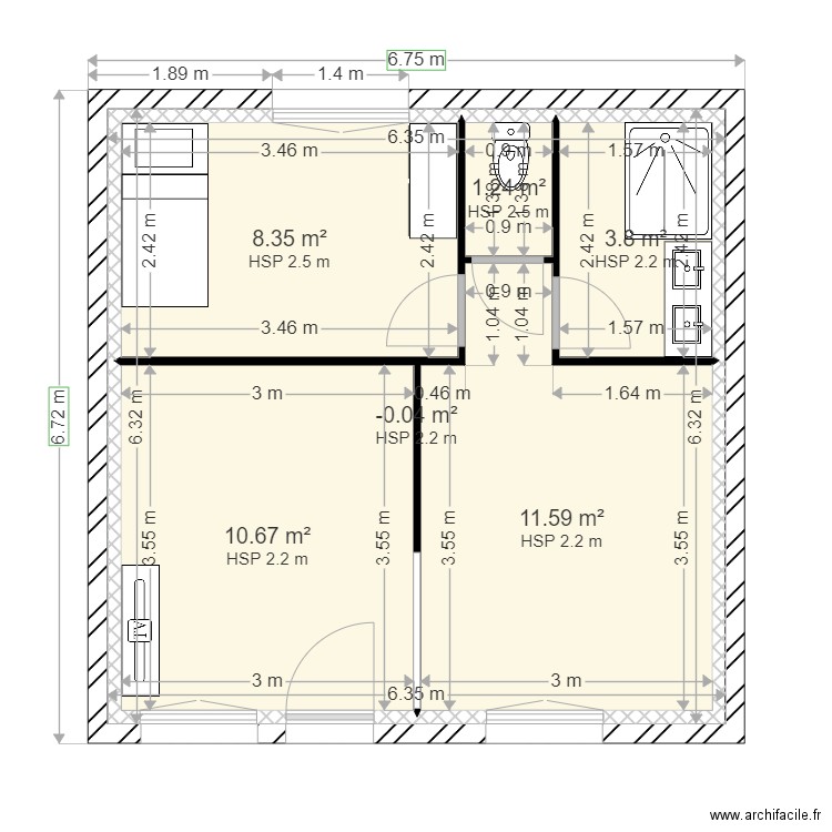 PLAN MAISON TONY EXISTANT . Plan de 6 pièces et 76 m2