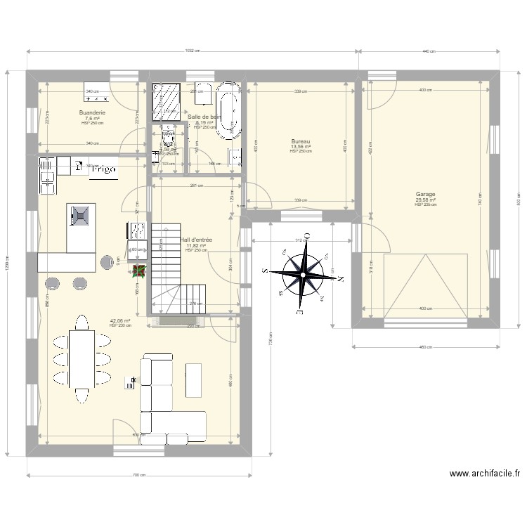 Maison Aubel - Situation projetée. Plan de 15 pièces et 224 m2