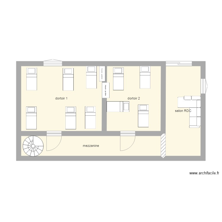 étage gîte collectif. Plan de 0 pièce et 0 m2