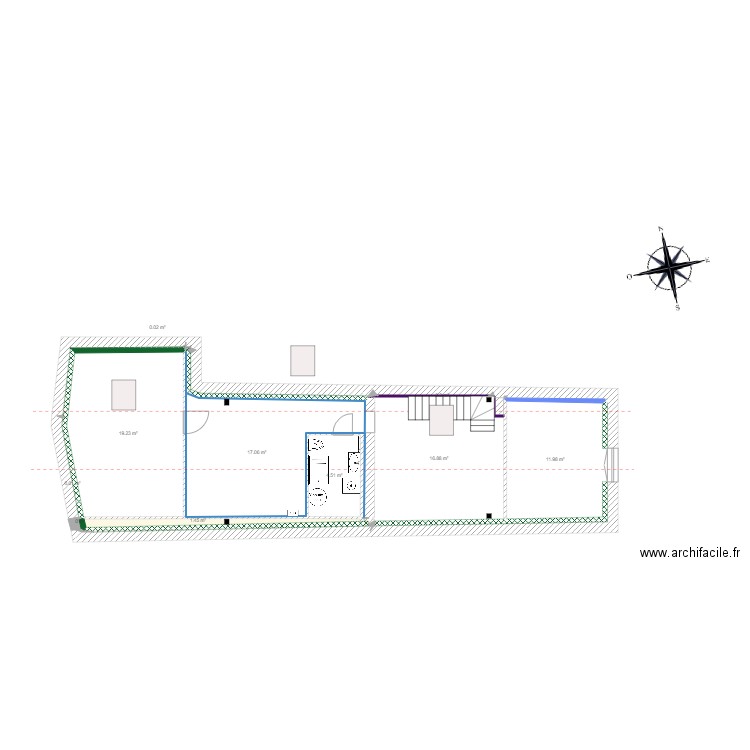 Plan combles mur abattu douche  solution 7. Plan de 0 pièce et 0 m2