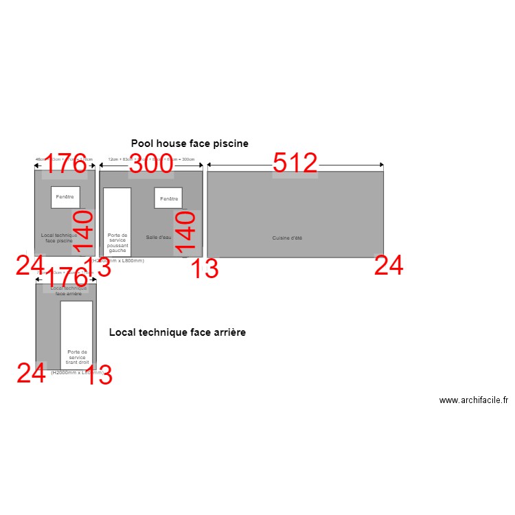 Pool house face piscine. Plan de 0 pièce et 0 m2