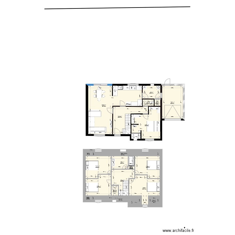 maison rectangle famille. Plan de 0 pièce et 0 m2