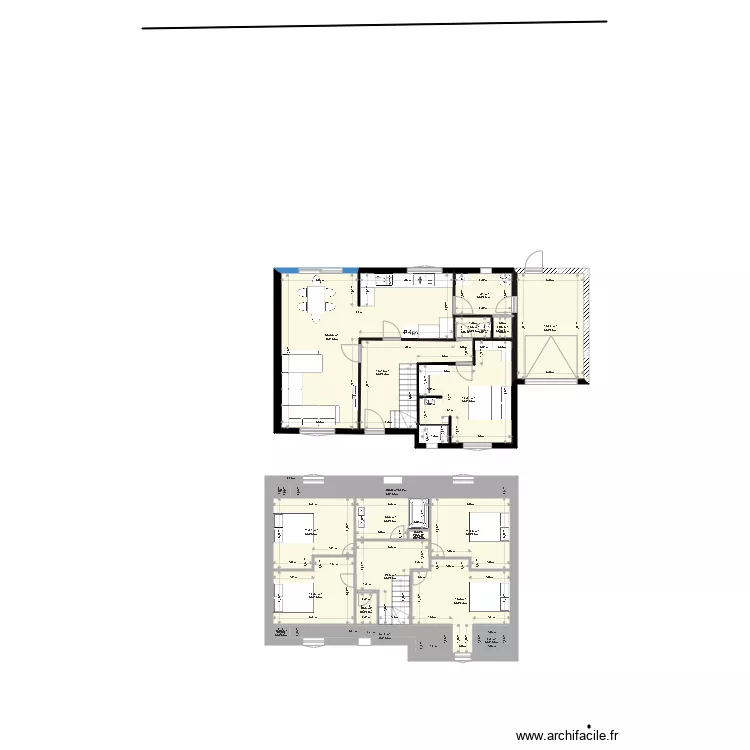 maison rectangle famille. Plan de 