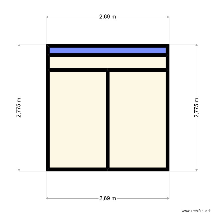 fenêtres . Plan de 4 pièces et 6 m2