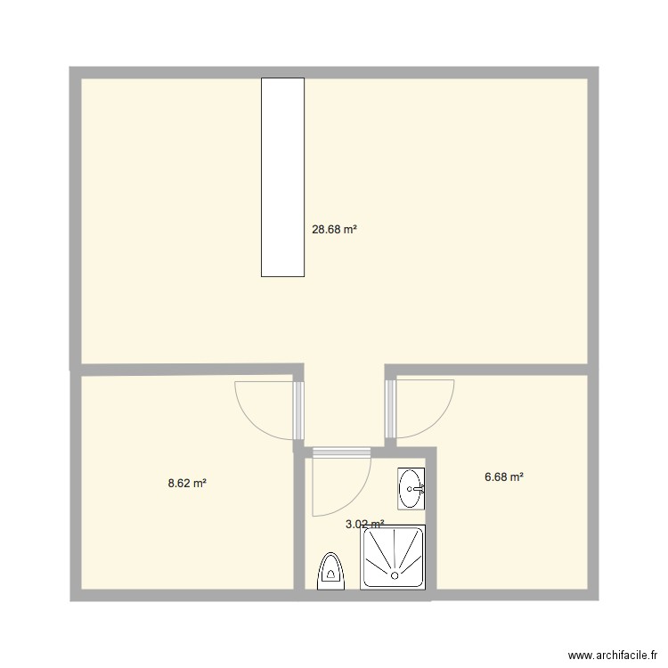 T2 49m2. Plan de 0 pièce et 0 m2