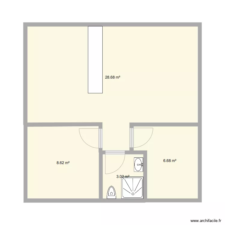 T2 49m2. Plan de 