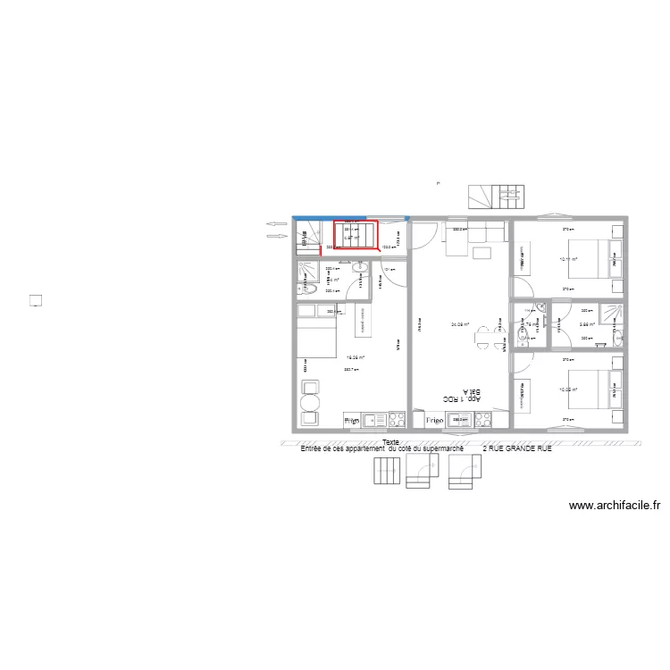Batiment A cot&eacute;  Super Model  2 escalier et palier. Plan de 