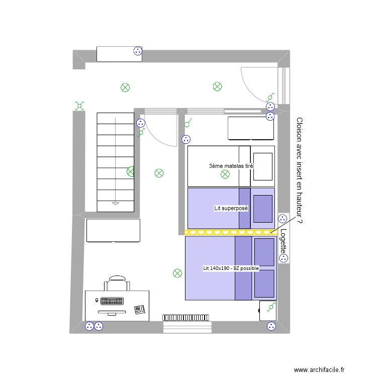 Chambre communs. Plan de 0 pièce et 0 m2
