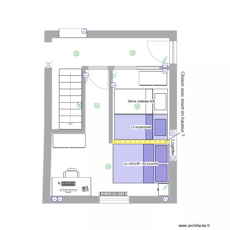 Chambre communs. Plan de 