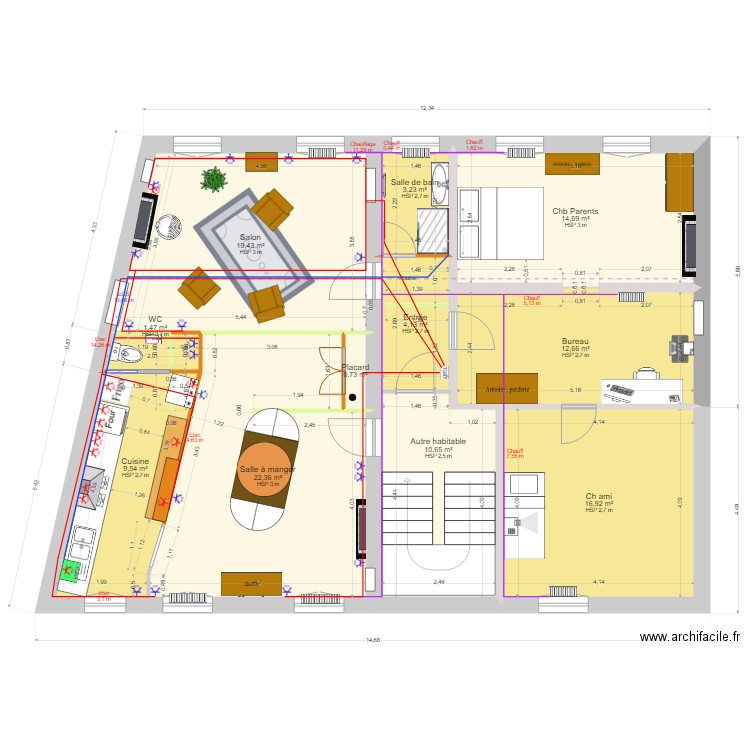 Etage1. Plan de 11 pièces et 116 m2