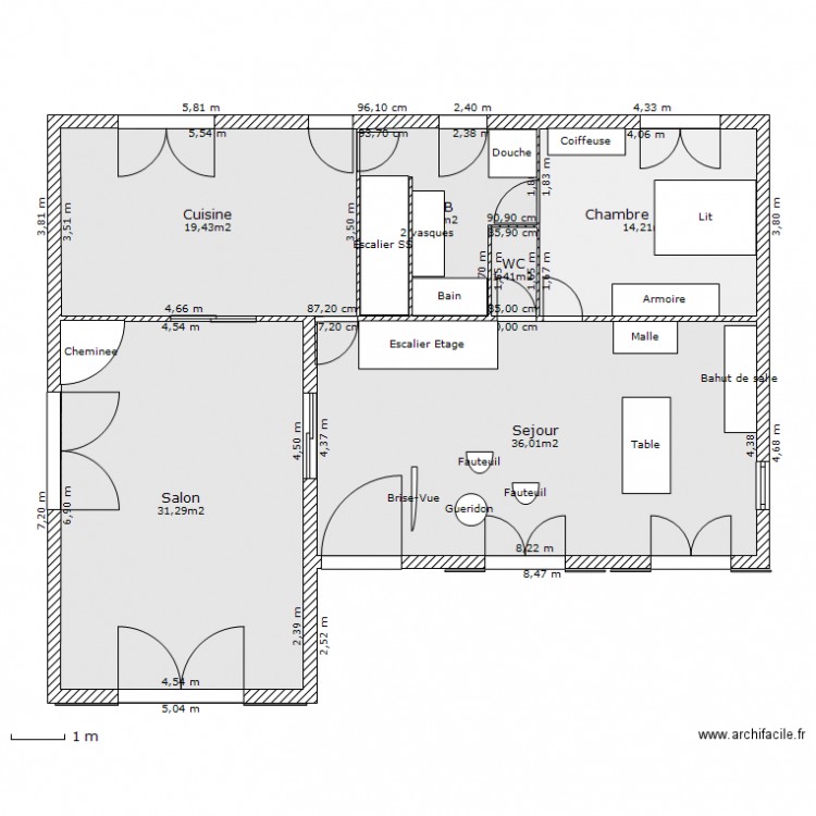 maison blanche RDC. Plan de 0 pièce et 0 m2