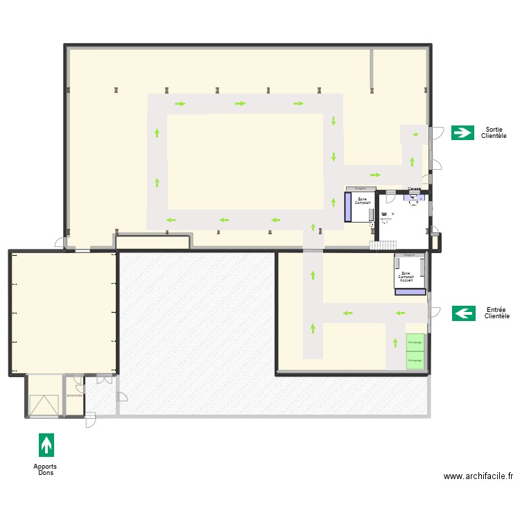 Plan Circulation Clients V3e 2023-07-02. Plan de 7 pièces et 1323 m2