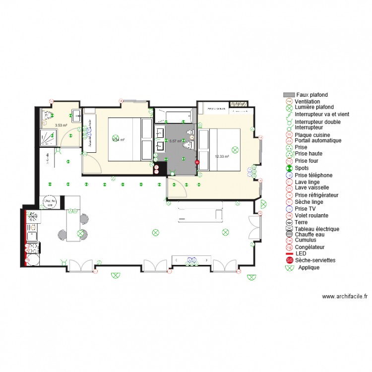 Villa madeleine R1 plan électricité partie 2. Plan de 0 pièce et 0 m2