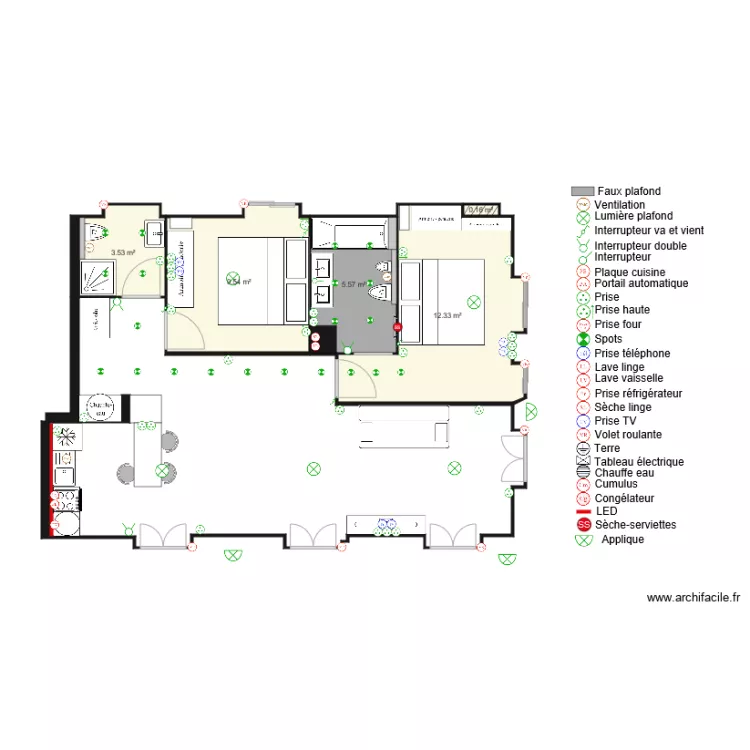 Villa madeleine R1 plan &eacute;lectricit&eacute; partie 2. Plan de 