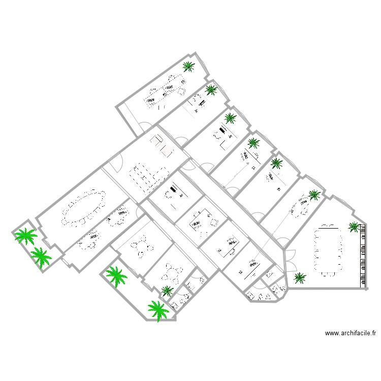 DORALIA 018. Plan de 14 pièces et 266 m2