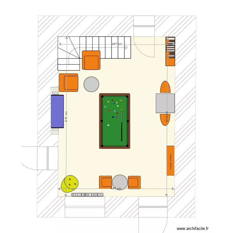salon billard. Plan de 