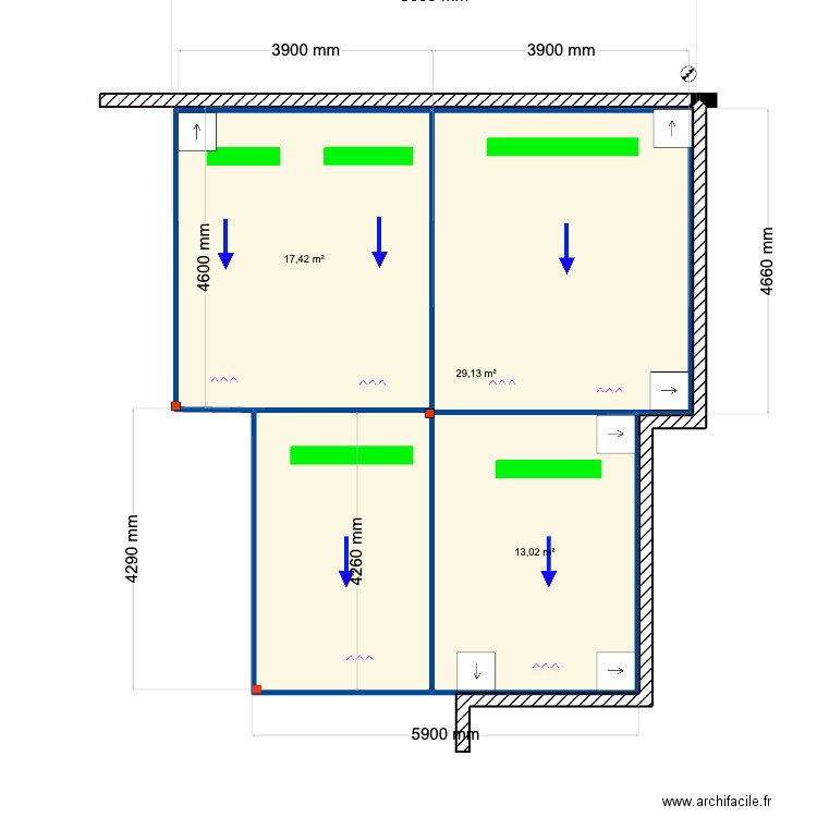 Isabel Nogueira V2. Plan de 3 pièces et 60 m2