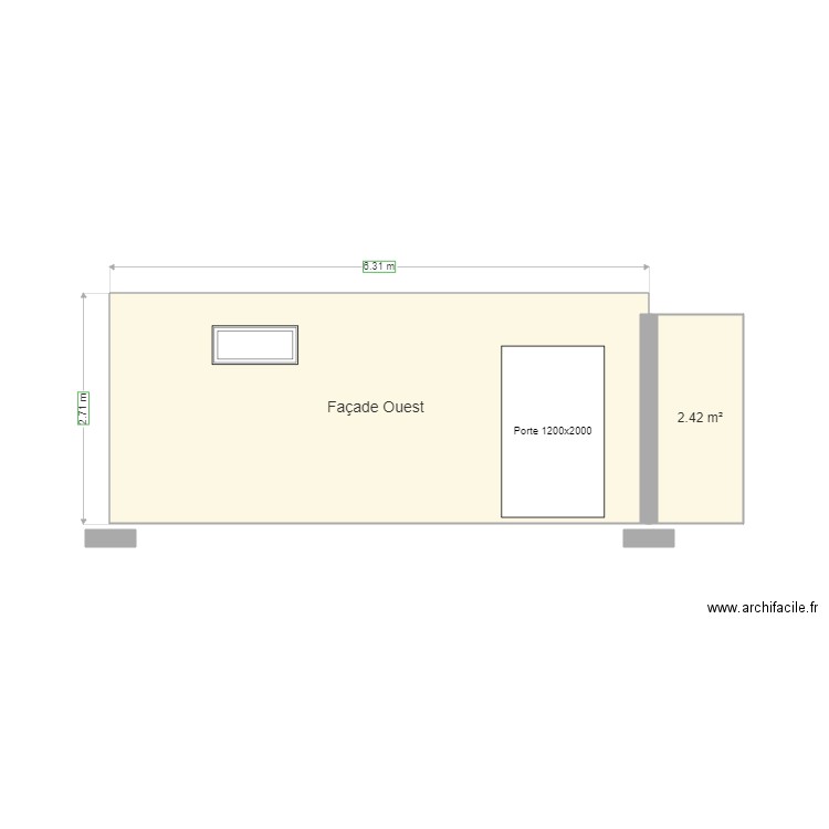 Façade Ouest. Plan de 0 pièce et 0 m2