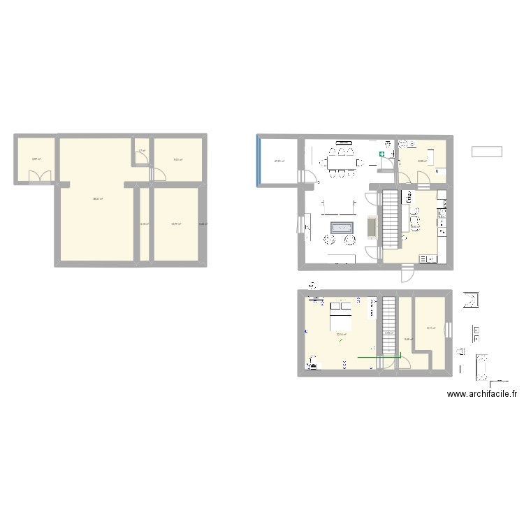 Beaumont V1. Plan de 14 pièces et 148 m2