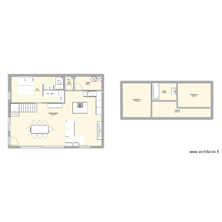 LOFT 3. Plan de 8 pièces et 127 m2