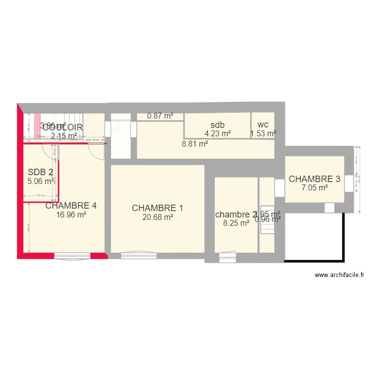 PROJET AGRANDISSEMENT ETAGE 1. Plan de 0 pièce et 0 m2