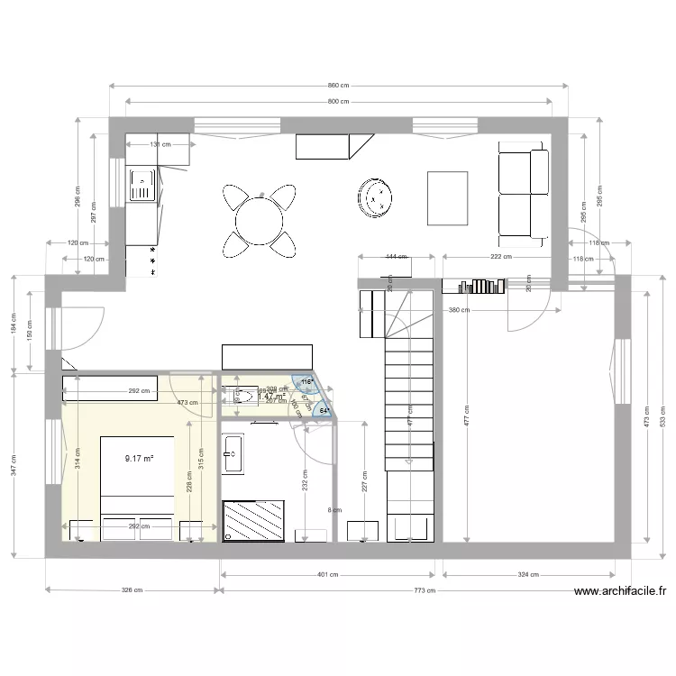 chalet sous sol meuble avec cotation. Plan de 