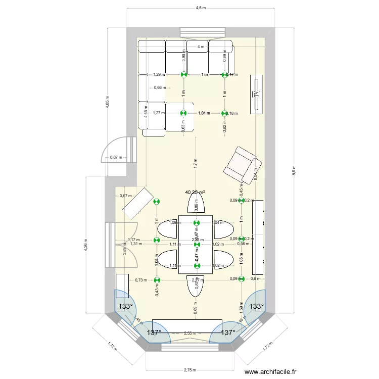boulay salon 1. Plan de 1  et 40 m²