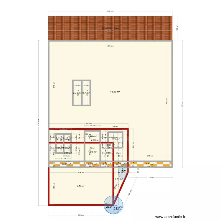 DP4 - façade arrière. Plan de 21 Pièces et 70 m² DP4 - façade arrière. Plan de 21 Pièces et 70 m²
