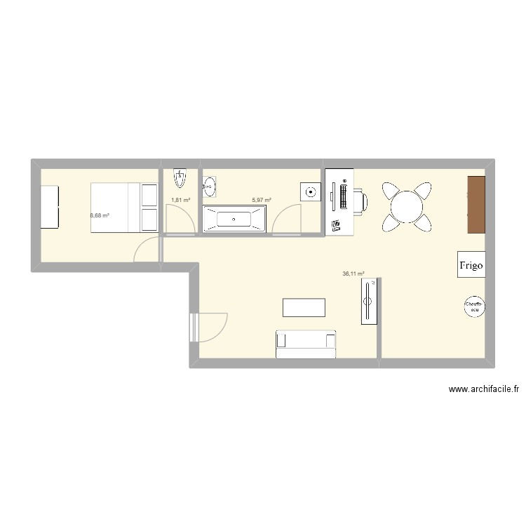 appartement la casa de LuLau. Plan de 4 pièces et 53 m2