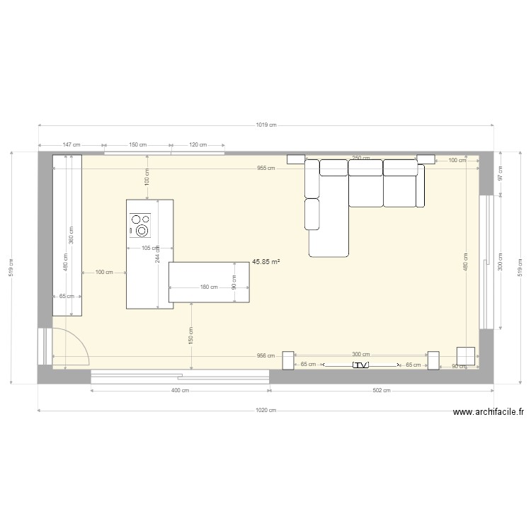 pièce de vie . Plan de 0 pièce et 0 m2