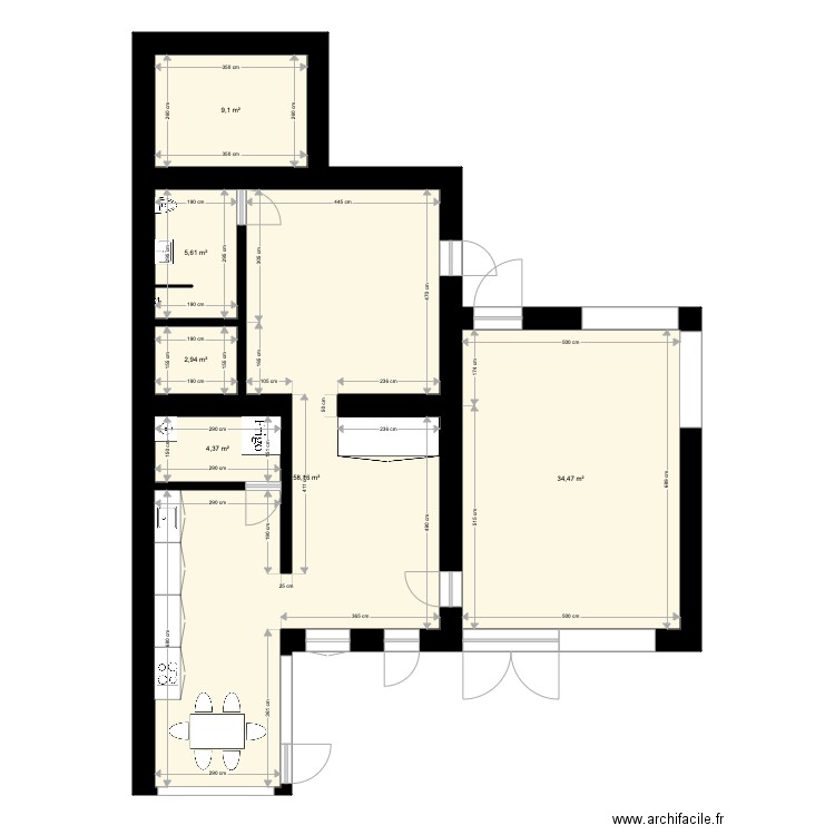 Maison. Plan de 6 pièces et 115 m2