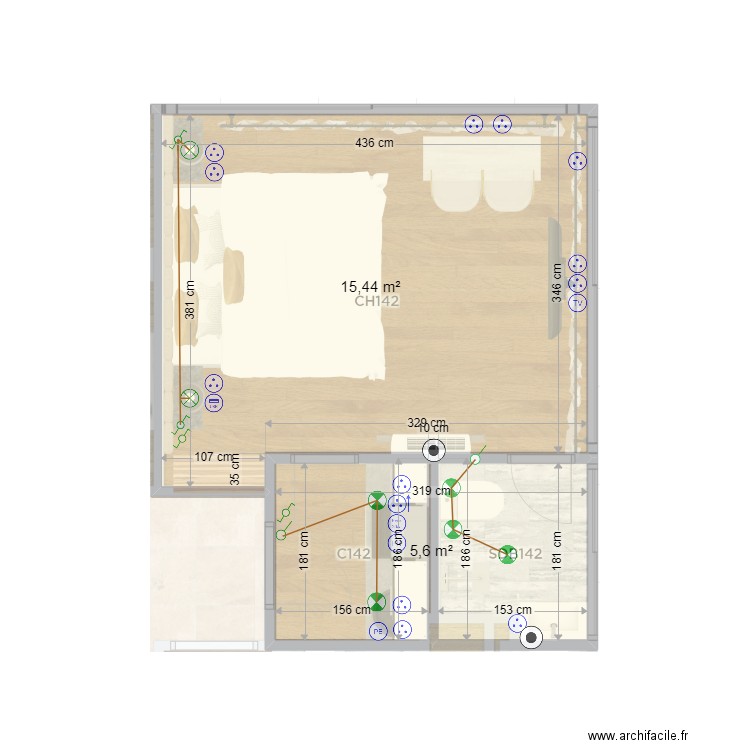 ch142. Plan de 2 pièces et 21 m2