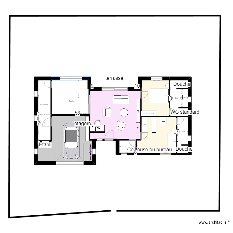 Dernier projet plomberie vidange. Plan de 9 pièces et 121 m2