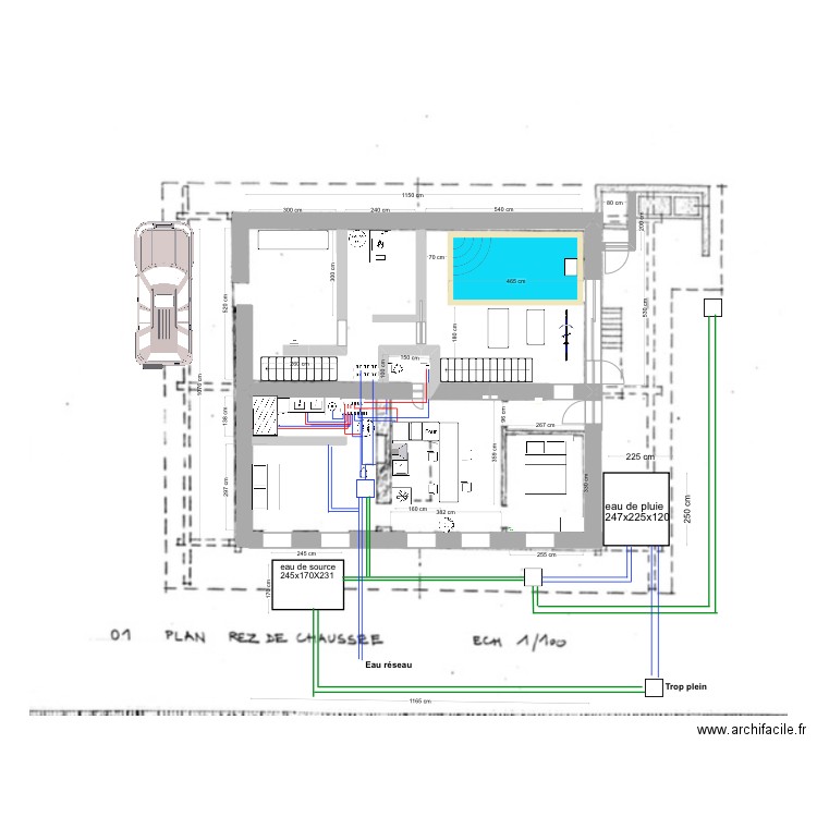 Ferme appartement piscine bis. Plan de 0 pièce et 0 m2