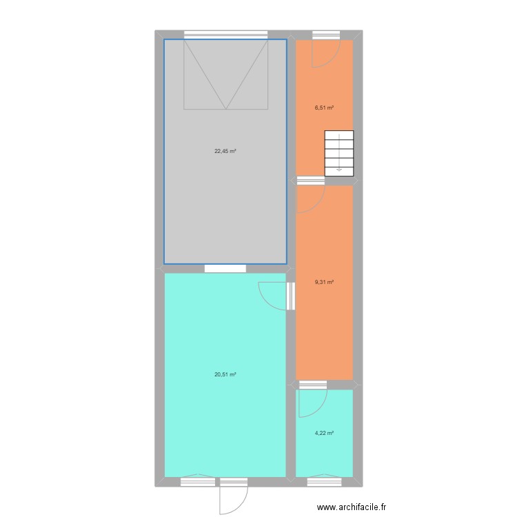 Tonit. Plan de 5 pièces et 63 m2