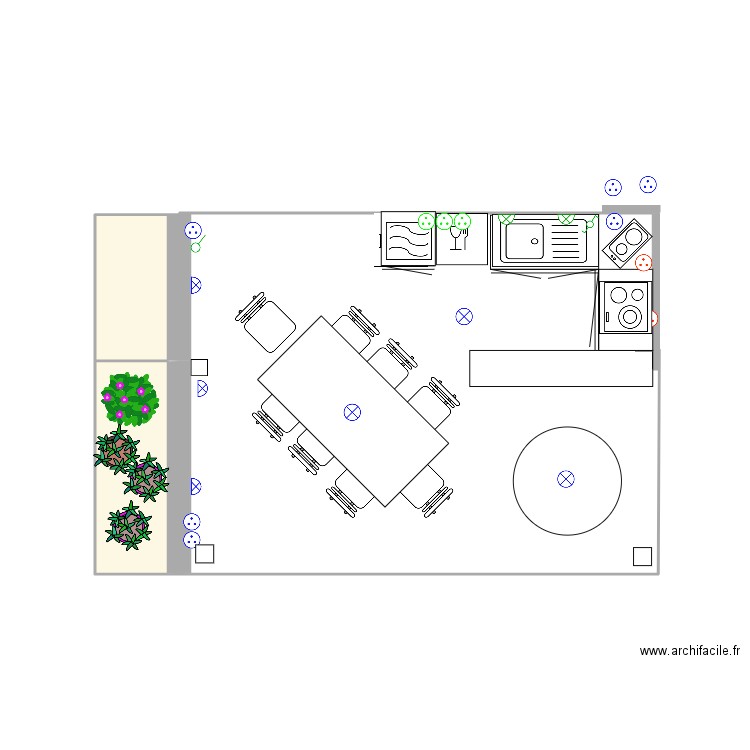 Terrasse dim finale. Plan de 2 pièces et 3 m2