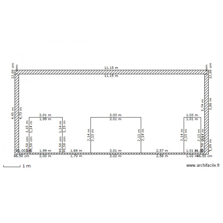 plan facade existant sud. Plan de 0 pièce et 0 m2