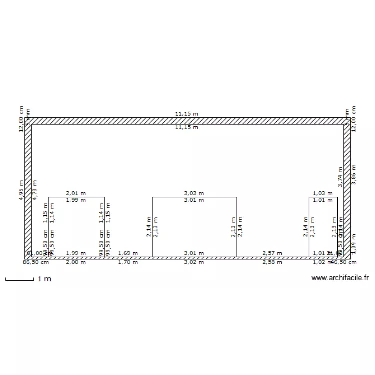 plan facade existant sud. Plan de 